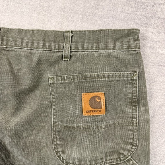 Carhartt Pants Mens 42x30 Green Dungaree Fit Carpenter Work B111 Mos Plaid Lined - Picture 2 of 13